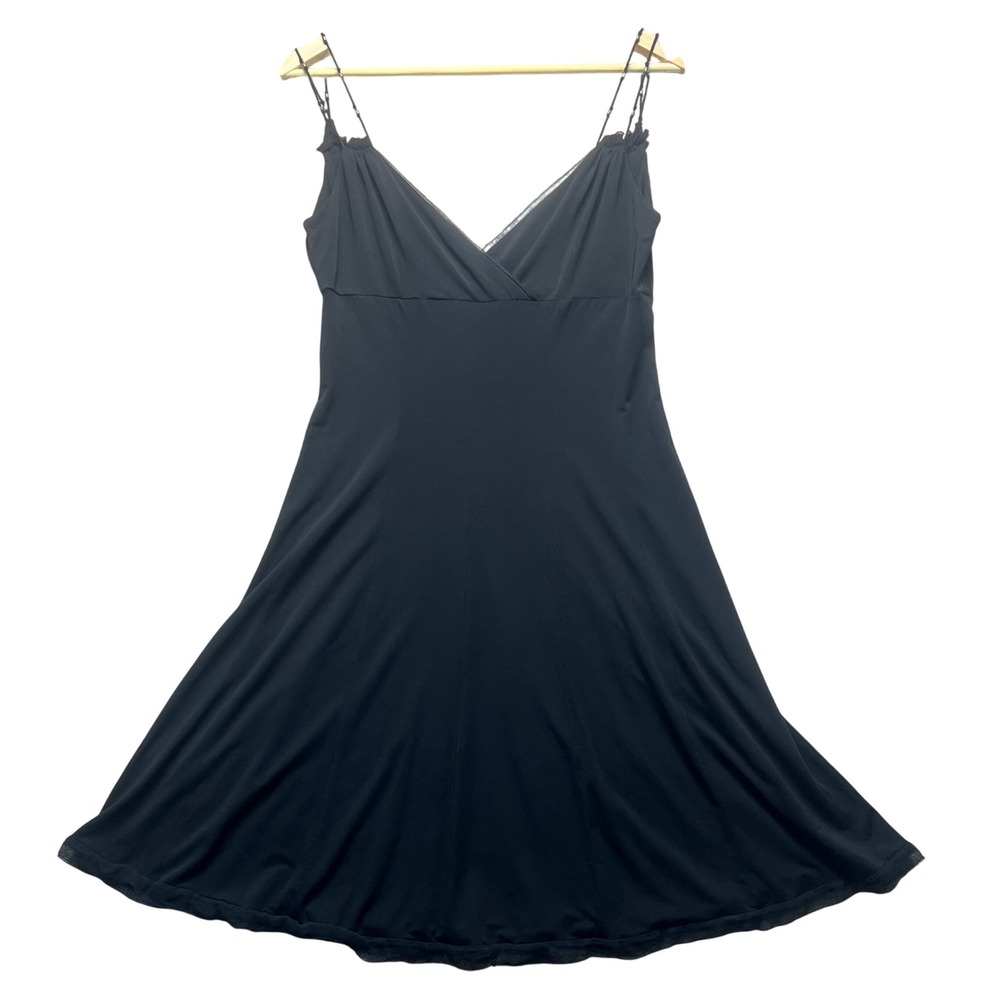 Elie Tahari Black Dress Cocktail Party Spaghetti Strap V Neck Little Black Dress